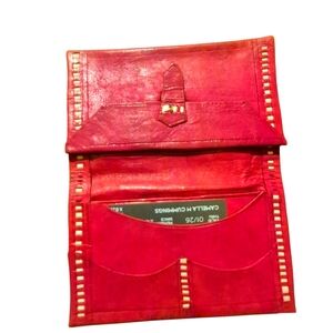 Handcrafted moroccan leather Wallet VTG Bifold Embossed Stitched Hand Tooled